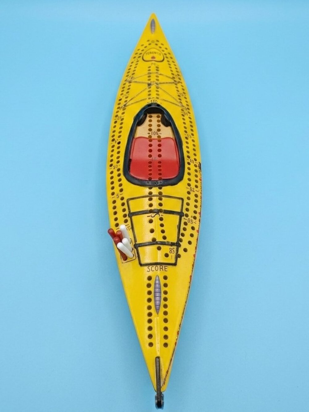 Outside Inside Kayak Cribbage Board 15.5" Camping Canoe Lodge Gift Game w/pegs